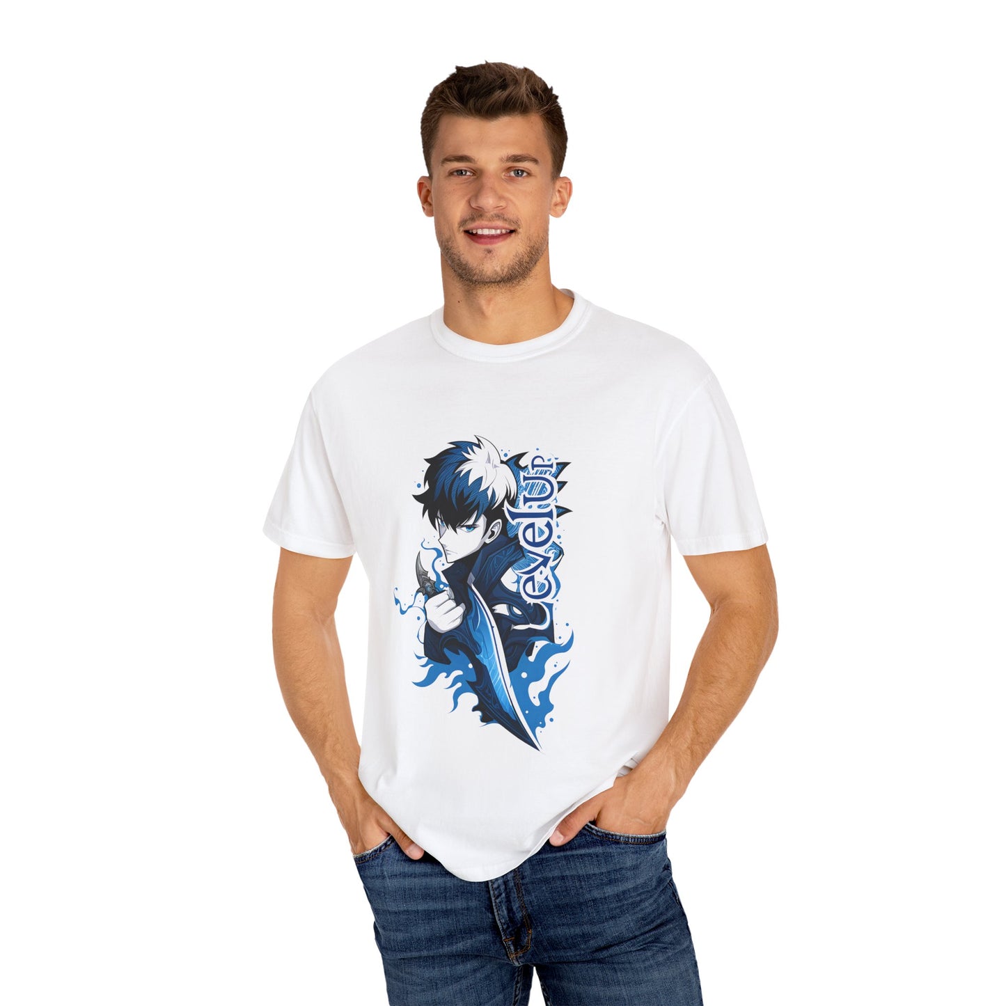Anime-Inspired Unisex T-Shirt - Cool Blue Character Design